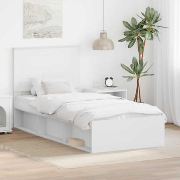 vidaXL Bedframe met hoofdeinde Wit 90 x 200 cm Massief, Huis en Inrichting, Slaapkamer | Bedden, Verzenden, Nieuw