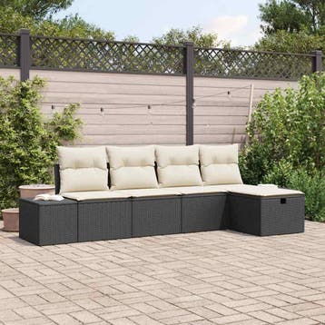vidaXL Bankstel 5 st poly rattan, Verzenden