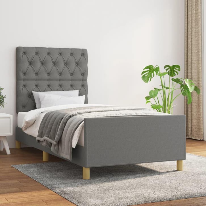 vidaXL Bedframe zonder matras 80x200 cm stof donkergrijs, Maison & Meubles, Chambre à coucher | Lits, Envoi