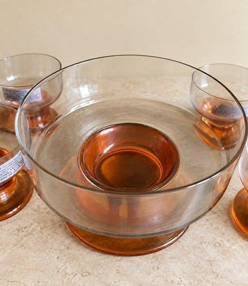 Dessertservies (5) - Kunstglas - Italiaans amberkleurig