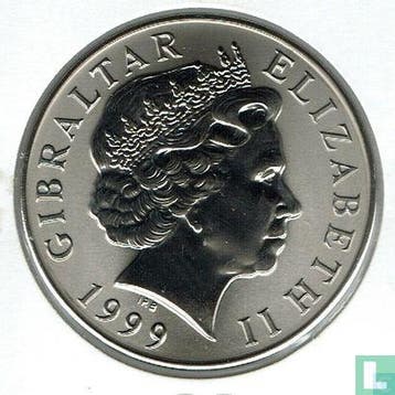 Gibraltar 5 pounds 1999 (PROOF - titanium) Millennium, Verzenden, Losse munt