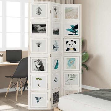 vidaXL Kamerscherm met 3 panelen massief paulowniahout wit, Verzenden, Nieuw