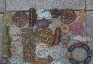 Traditionele Chinese steenhouwkunst - Amulet - Armband,, Antiek en Kunst