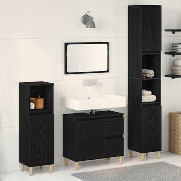 vidaXL Badkamermeubel Set 3 st Zwart Eiken 30 x 30 x 180 cm, Huis en Inrichting, Badkamer | Badkamermeubels, Verzenden, Nieuw