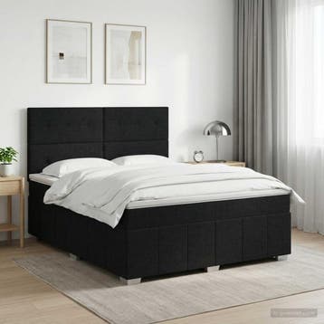 vidaXL Boxspringbed met matras met hoofdeinde Zwart 160 x, Verzenden, Nieuw
