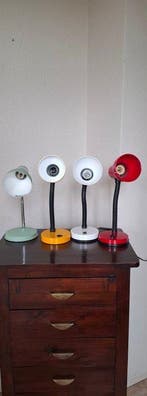 Bureaulamp (4) - Flexibele lampen mint - rood - wit - geel.