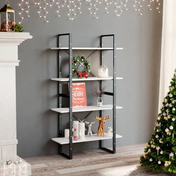 vidaXL Boekenkast met 4 schappen 80x30x140 cm spaanplaat wit, Verzenden