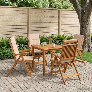 vidaXL 5-delige tuin eetset Naturel Massief Acacia Hout, Verzenden, Nieuw