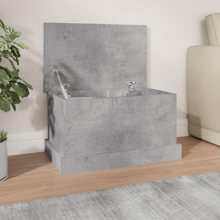 vidaXL Opbergbox 50x30x28 cm bewerkt hout betongrijs, Huis en Inrichting, Kasten | Overige, Nieuw, Verzenden
