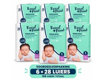 Veiling - Rascal Premium Nappies | Maat 1 | 6x28 Luiers, Nieuw