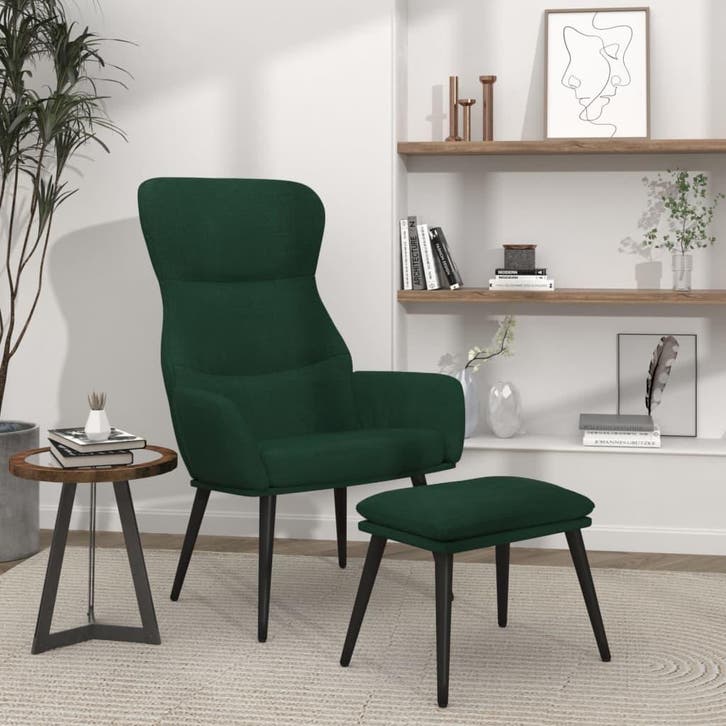 vidaXL Relaxstoel met voetenbank stof donkergroen, Huis en Inrichting, Fauteuils, Nieuw, Verzenden