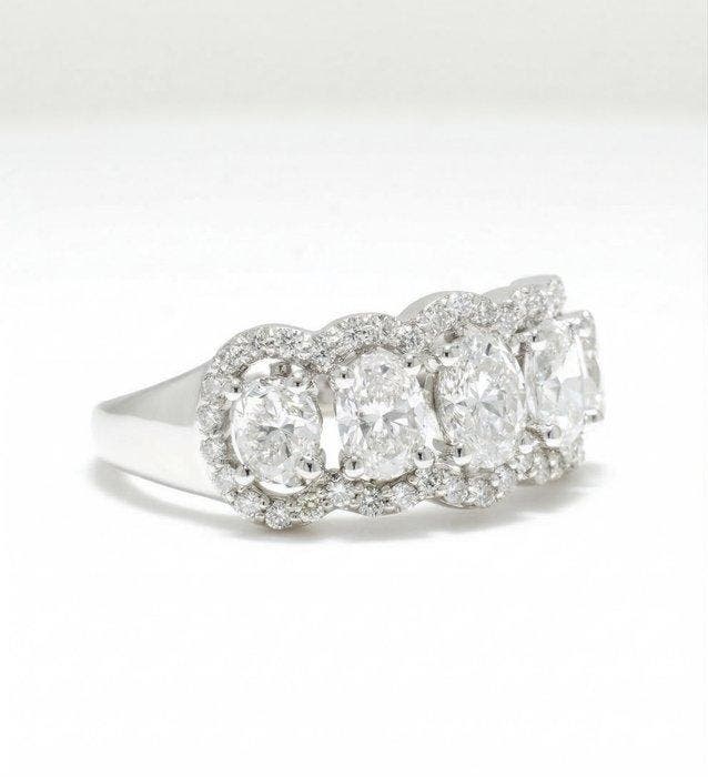 Statement ring - 14 karaat Witgoud - 1.95ct. tw. Diamant, Bijoux, Sacs & Beauté, Bijoux anciens