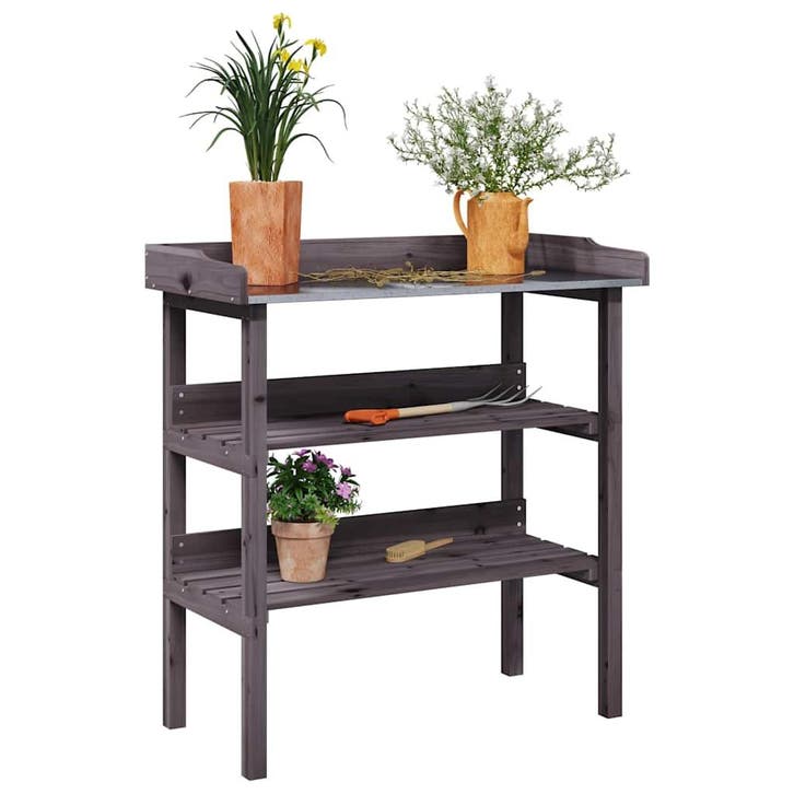 vidaXL Plantentafel met schappen 78x38x82,5 cm vurenhout, Jardin & Terrasse, Bacs à fleurs & Jardinières, Envoi