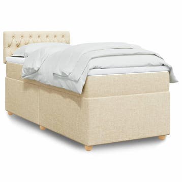 vidaXL Boxspring met matras stof crèmekleurig 80x200 cm, Verzenden, Nieuw