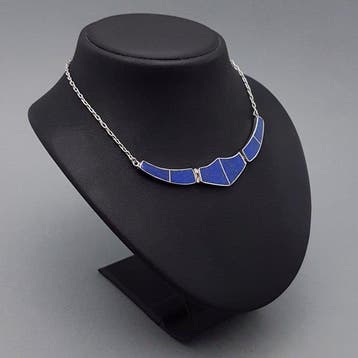 Zilver, Art Deco, Lapis Lazuli - Halsketting