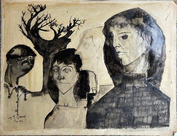 Yves Ganne (1931-2019) - Visages et arbre mort (Vendu sans