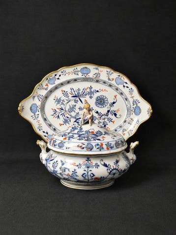 Meissen - Ricca Nobile Cipolla Blu rossa e oro - Zuppiera