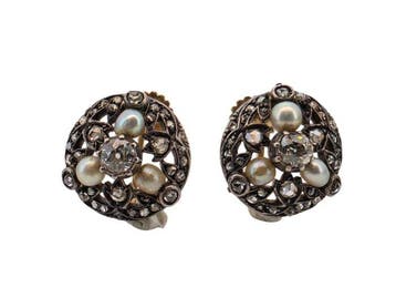 Boucles doreilles - 19,2 carats Or jaune - diamants et