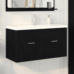vidaXL Badkamerkast Zwart Eiken 90 x 38,5 x 46 cm Bewerkt, Verzenden, Nieuw