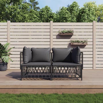 vidaXL 2-delige Loungeset met kussens staal antracietkleurig, Verzenden, Nieuw, Loungeset