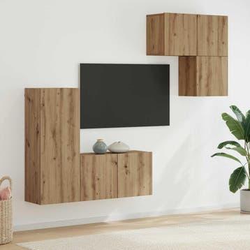 vidaXL TV Kast 4 pcs Artisan Eiken Bewerkt hout, Huis en Inrichting, Kasten |Televisiemeubels, Verzenden, Nieuw