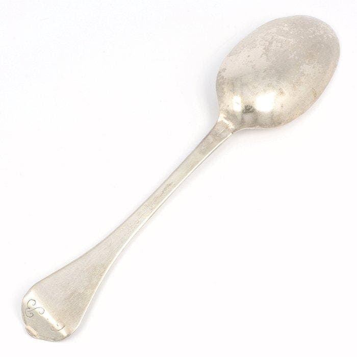 Groningen ca. 1780 - Dinerlepel Accolade-steel - Lepel -, Antiek en Kunst, Antiek | Zilver en Goud