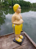 Statue, old fat man in swimming yellow shorts - 80 cm -