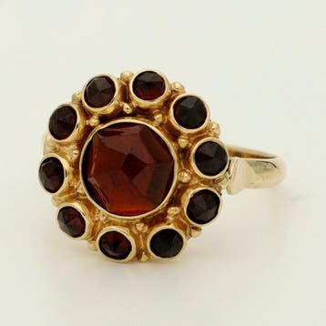 Ring - 14 karaat Geel goud Granaat, Nieuw