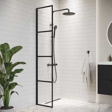 Douchewand Essos 40 x 200 cm Zwart – Inloopdouche 8 mm, Verzenden, Nieuw