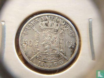 België 50 centimes 1868, Postzegels en Munten, Verzenden, Losse munt, Goud