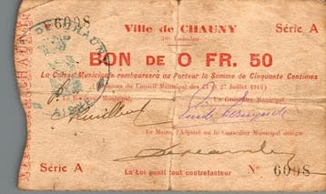 50 Centimes France Komitat 02300 – Chauny – 50 Centime G, Verzenden