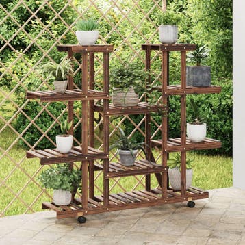 vidaXL Plantenstandaard met wielen 110x25x115 cm massief, Verzenden, Nieuw