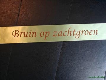 Bedrukt lint Zachtgroen met Bruine opdruk 45 mm 50 cm, Nieuw