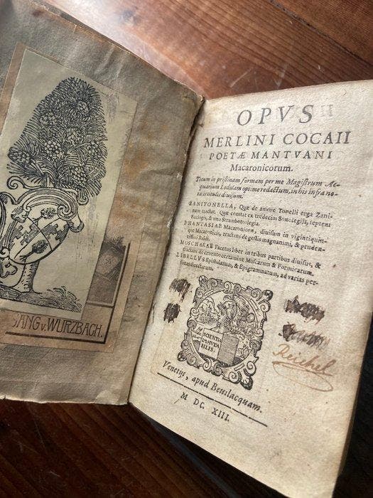 Merlini Cocaii (Teofilo Folengo) - Opus Merlini Cocaii, Antiek en Kunst, Antiek | Boeken en Manuscripten