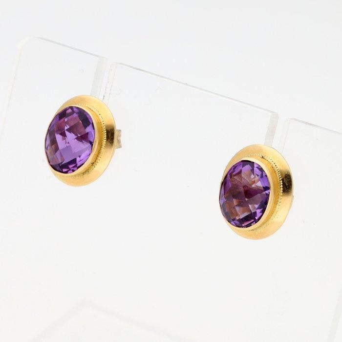 Boucles doreilles - 18 carats Or jaune - améthyste, Bijoux, Sacs & Beauté, Boucles d'oreilles