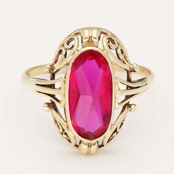 Bague - 14 carats Or jaune Rubis, Nieuw