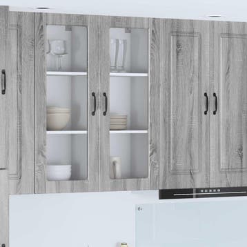 vidaXL Wandglas Kasten PORTO Grijs Sonoma 40 x 31 x 100 cm, Verzenden