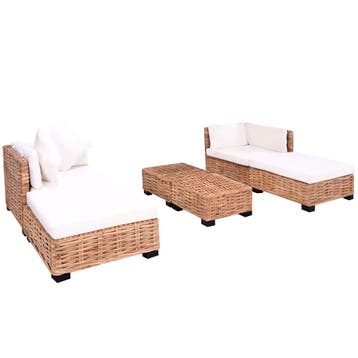 vidaXL Loungeset natuurlijk rattan 16-delig, Verzenden, Nieuw