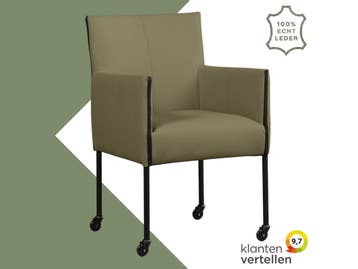 Leren eetkamerstoel More - Toledo Olive (olijf/goen) -, Huis en Inrichting, Overige kleuren, Bohemian, Industrieel, Modern, Scandinavisch