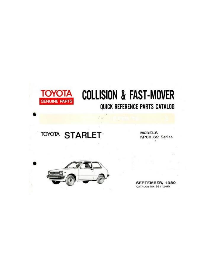 1980 TOYOTA STARLET SNEL ONDERDELENHANDBOEK ENGELS, Auto diversen, Handleidingen en Instructieboekjes