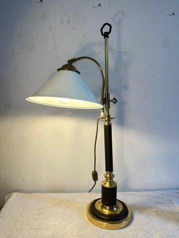 Tafellamp - Adjustable - Messing, Leder, Staal, Antiek en Kunst