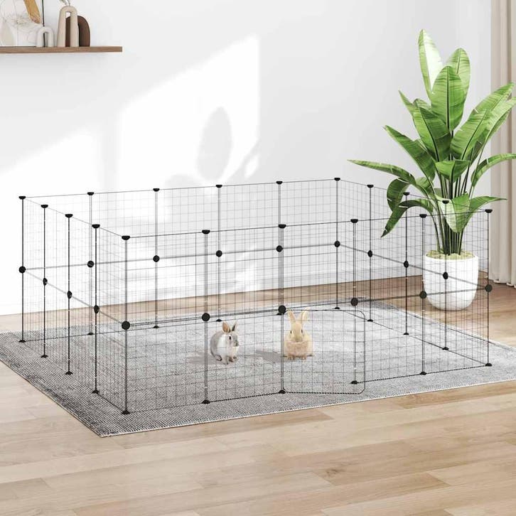 vidaXL Huisdierenkooi met deur 36 panelen 35x35 cm staal, Dieren en Toebehoren, Knaagdieren en Konijnen | Hokken en Kooien, Nieuw