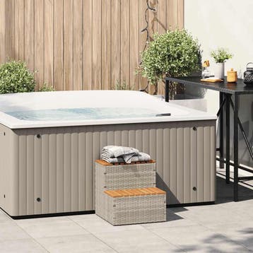 vidaXL Hottub-opstap 50x50x50,5 cm poly rattan&massief, Verzenden