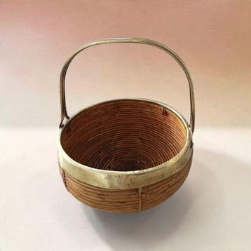 Mand - 1970 moderne Century - Messing, Rattan - stijl