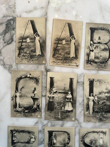 Italië - alfabet - Postkaartenserie Alfabet Art Nouveau 1903, Gelopen