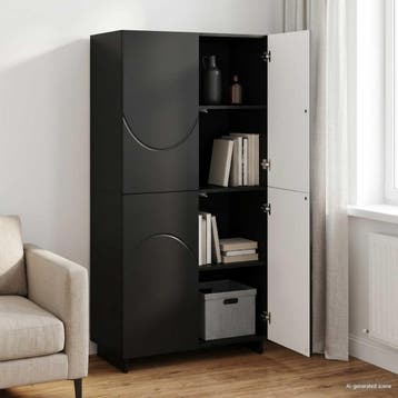 vidaXL Highboard Zwart 79 x 41 x 151 cm Bewerkt hout, Verzenden