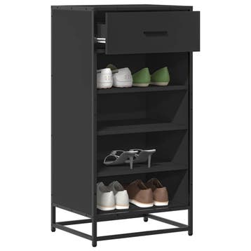 vidaXL Schoenenrek 48x38x97,5 cm bewerkt hout zwart, Verzenden