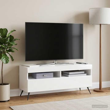 vidaXL LED tv-meubel Hoogglans Wit Bewerkt hout, Verzenden, Nieuw