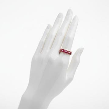 Ring - 14 karaat Geel goud - 1.29ct. tw. Robijn - Diamant