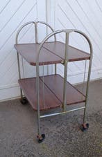 Serveerwagen - Metaal - Opvouwbare serveertrolley met wielen, Antiek en Kunst